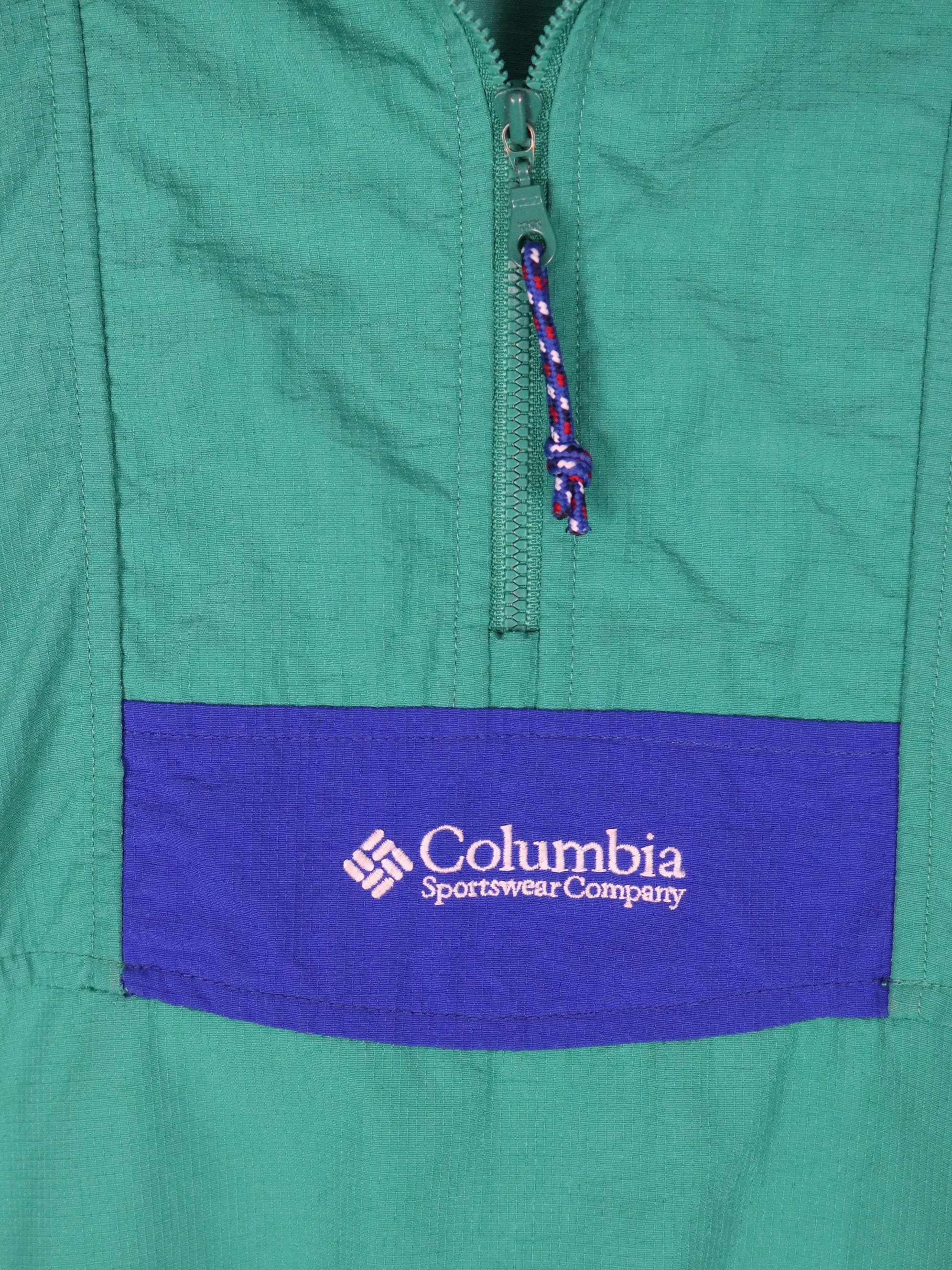 Vintage Columbia Windbreaker Mens XL Grene Anorak Jacket