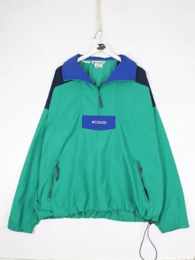 Vintage Columbia Windbreaker Mens XL Grene Anorak Jacket