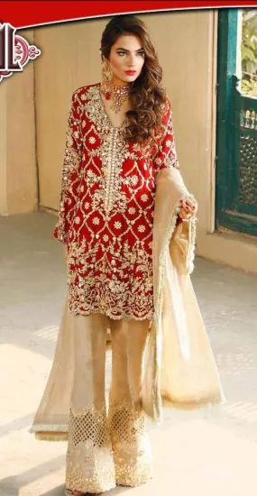 Walima Chiffon Dresses - Embroidered Mysoori Dupatta - Replica - Unstitched