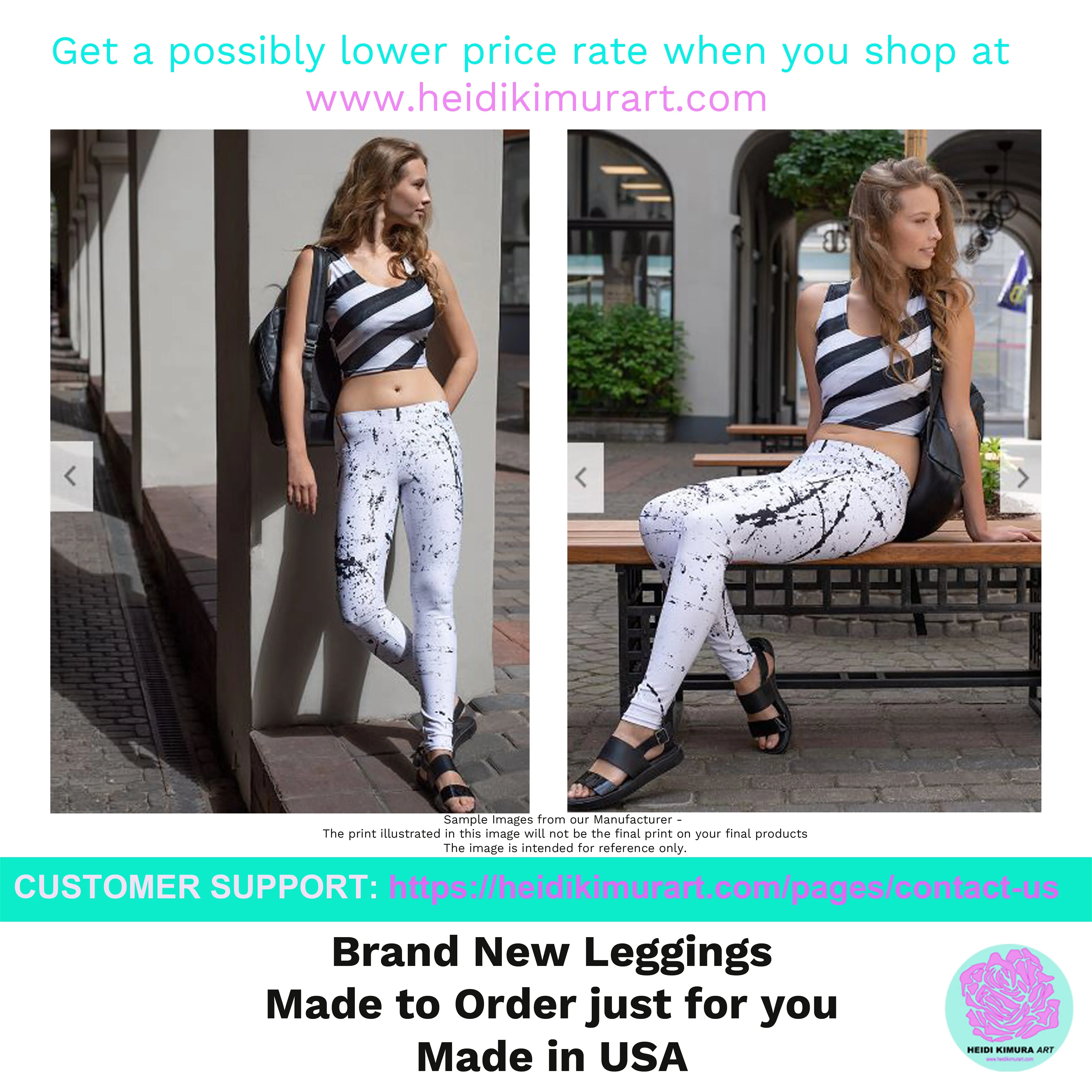 White Gray Vertical Striped Tights, Women's Yoga Capri Pants Leggings- Made in USA/EU/MX