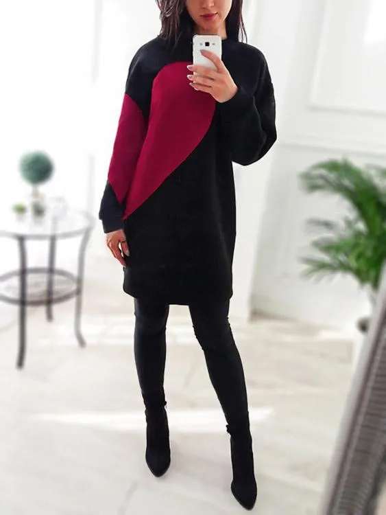 Wholesale Round Neck Long Sleeve Black Shirt Dresses