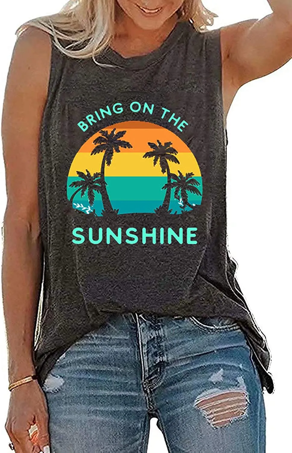 Women Bring On The Sunshine Tank Tops Women Graphic Shirt