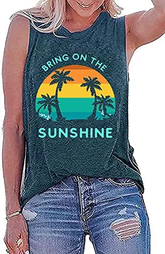 Women Bring On The Sunshine Tank Tops Women Graphic Shirt