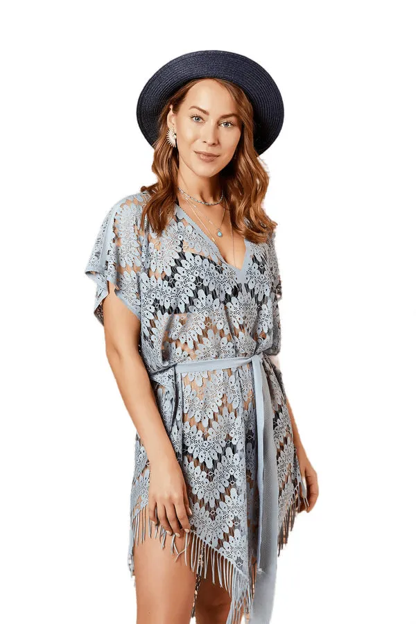 Women's Boho Beach Cover-Up Dress - Stylish and Versatile Swimwear - One Size Fits All