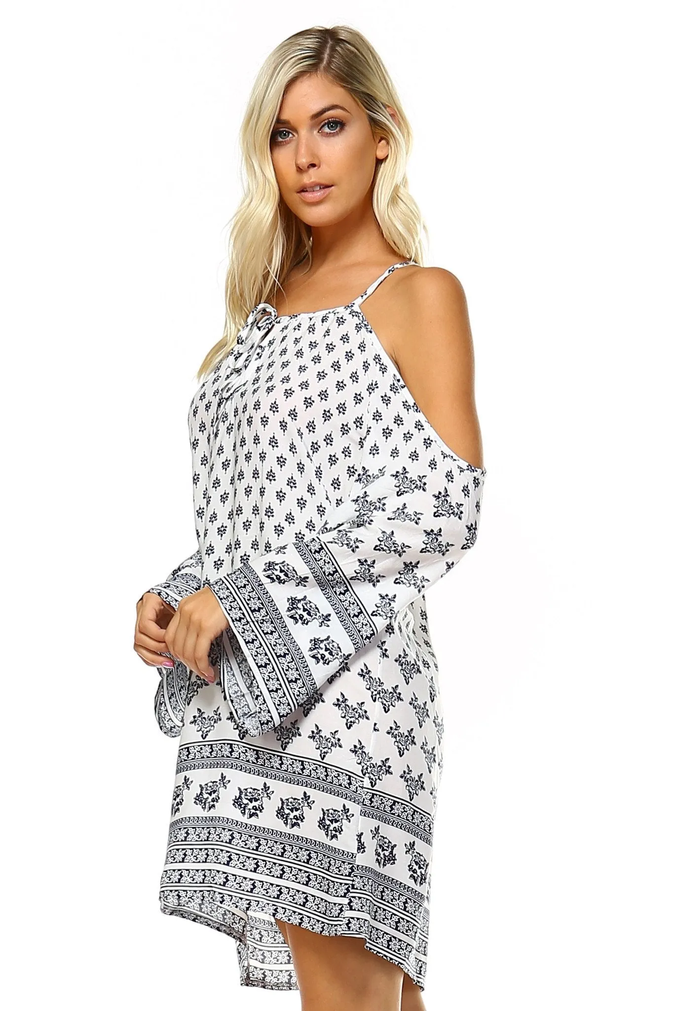 Women's Cut Out Shoulder Boho Dress