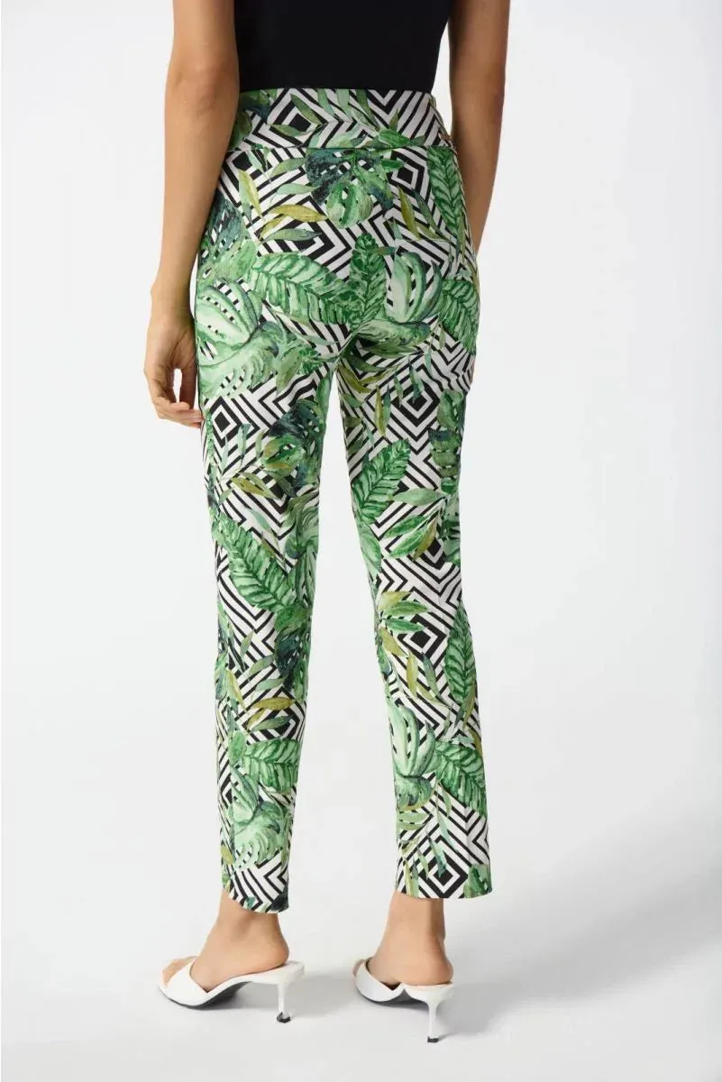 Women's Joseph Ribkoff | Abstract Print Pull On Crop Pants | Green