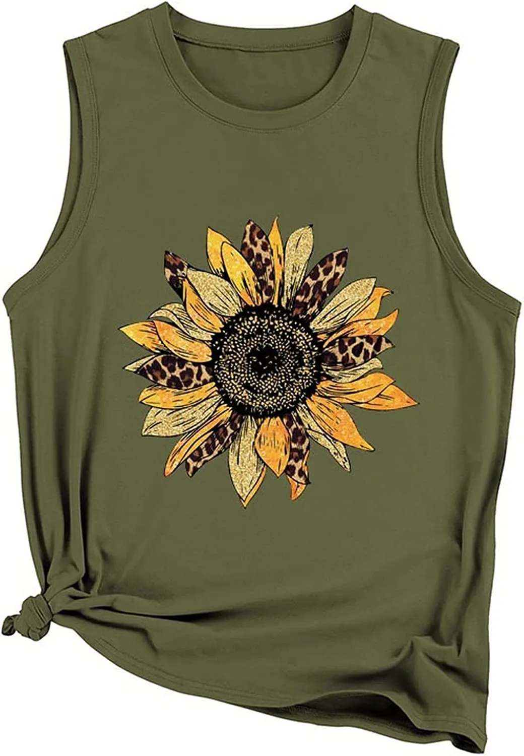 Womens Sunflower Tank Top Casual Summer Sleeveless Tee Shirt