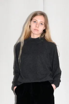 WOOL BLEND GREY OVERSIZE MOCK SWEATER