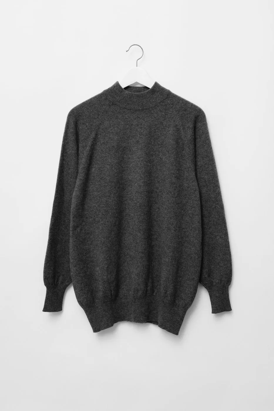 WOOL BLEND GREY OVERSIZE MOCK SWEATER