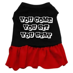 You Come, You Sit, You Stay Screen Print Dress Black with Red XL (16)